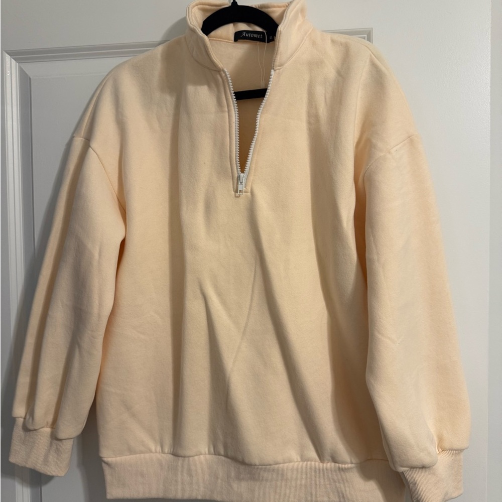Cream Half-Zip & Shorts Set